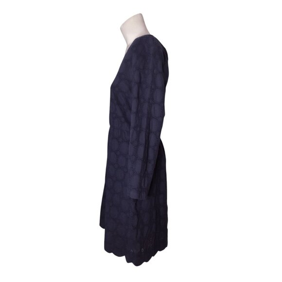 J Crew Crochet Lace Overlay Cotton Dress Size 6 Navy Career Boho READ - Picture 3 of 9
